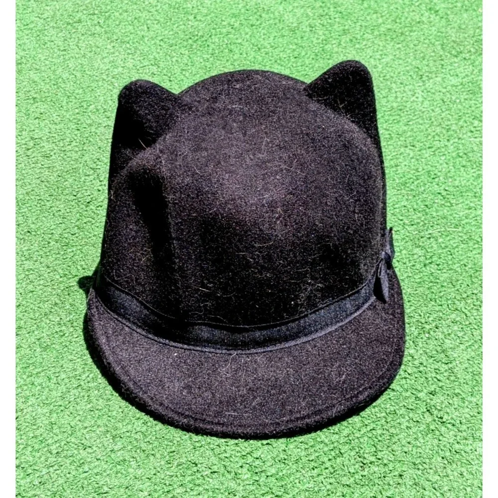 Gymboree City Kitty Cat Ears Riding Cap Hat Black Equestrian Kid's Large EUC